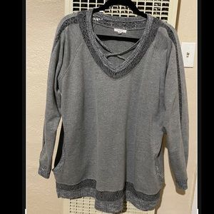 Cross Front Lace Piece Pullover